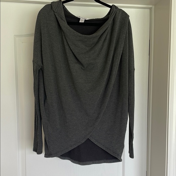 Athleta Purana Wrap Sweatshirt Women’s XS Oversized Charcoal Grey Heather Hoodie - Picture 2 of 14